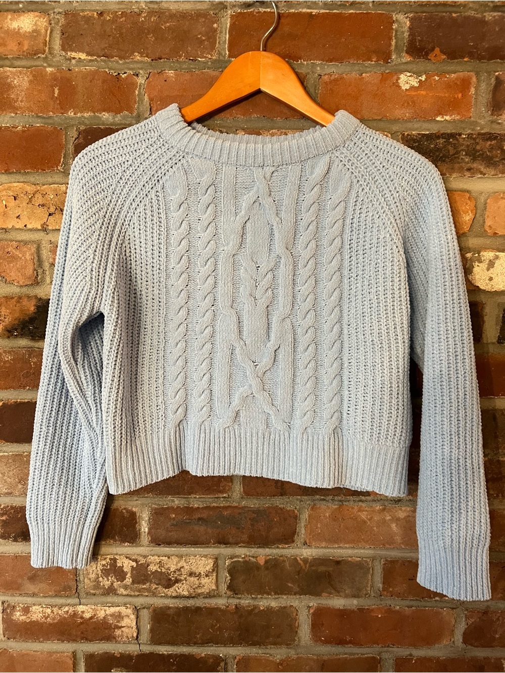 Urban Heritage Light Blue Cable Knit Crewneck Sweater